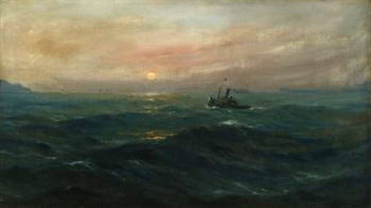Tugboat on moderate seas by Angel Espoy