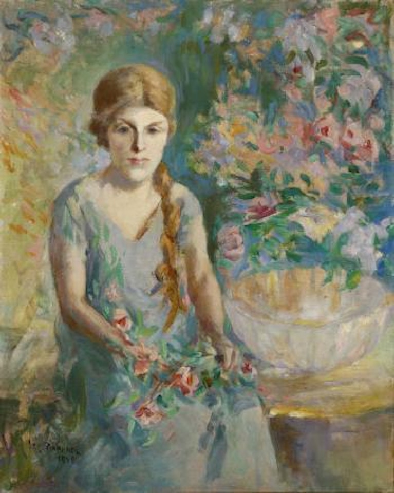 In the garden, portrait of a young girl by Joseph Raphael