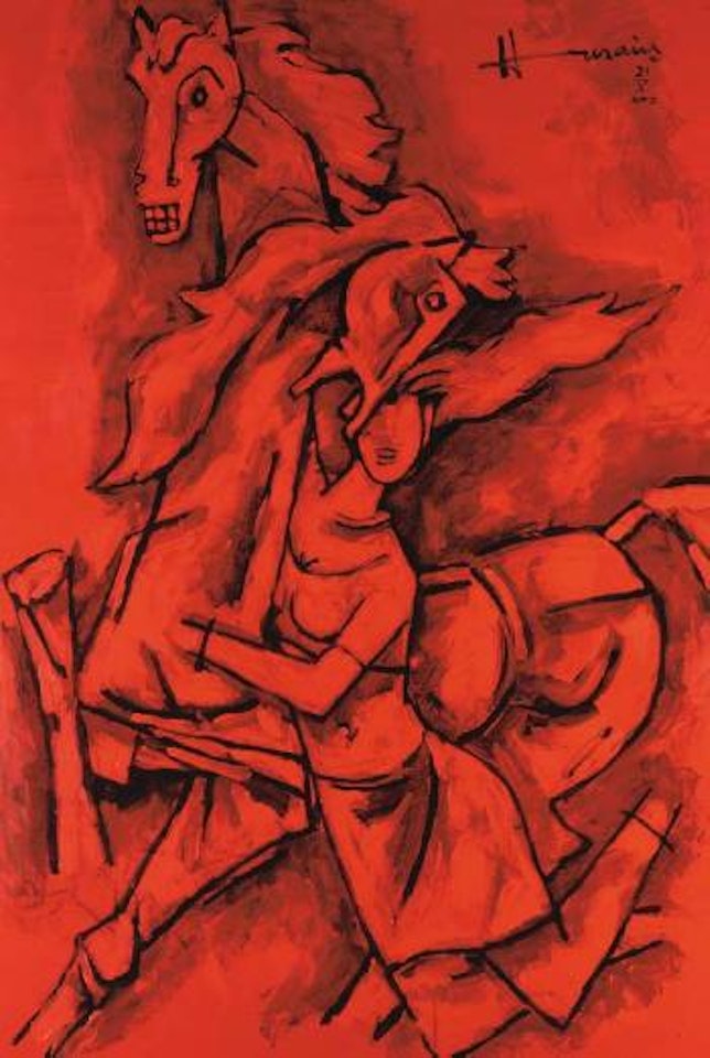 Untitled (Woman and Horses) by M.F. Husain