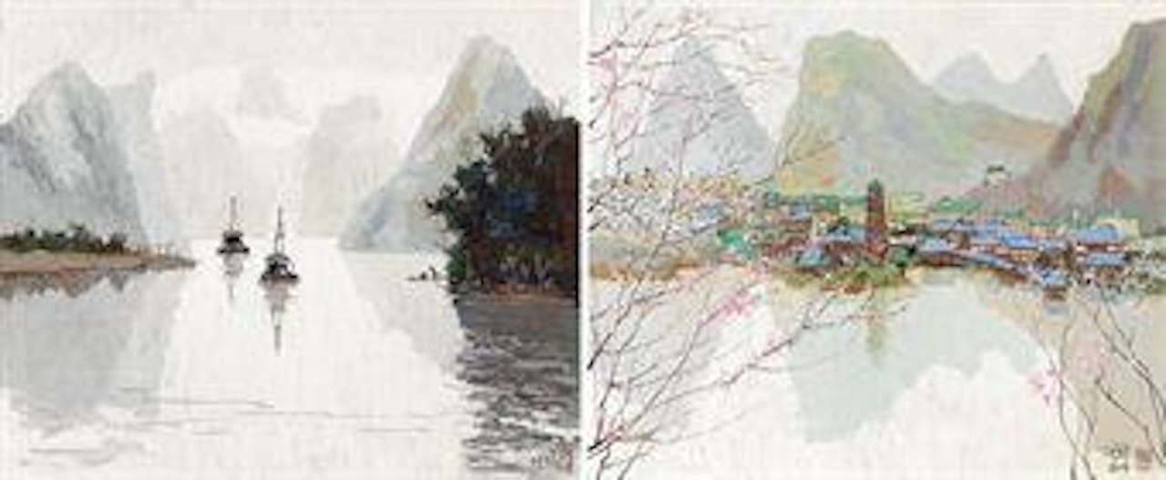 Early Morning in Guilin; & Misty Rain at Lijian River by Pang Jiun