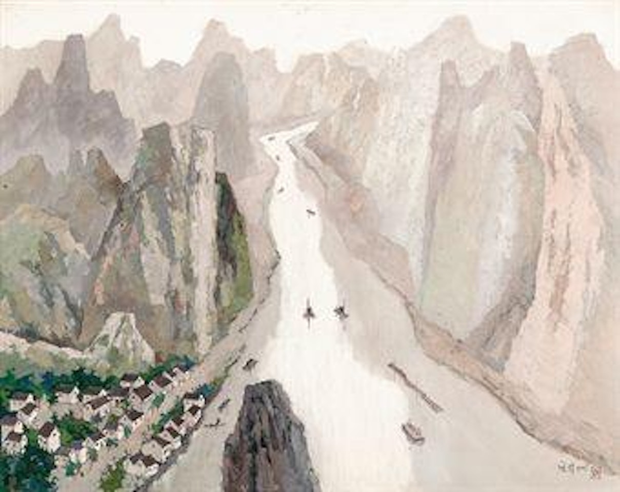 Skiff has Passed Ranges of Mountains by Pang Jiun