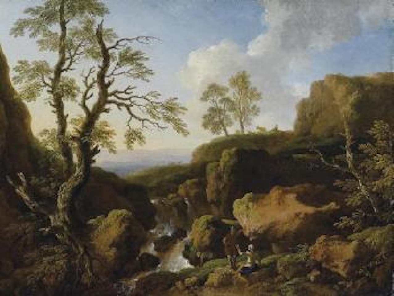 Paesaggio con cascata e figure by Christian Wilhelm Ernst Dietrich