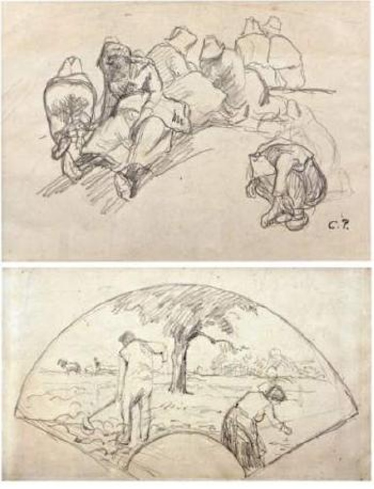 Le Repos des paysannes; Le Labour by Camille Pissarro
