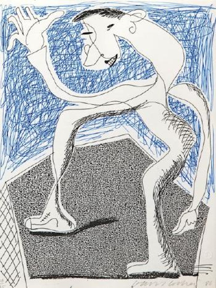 Waving, April by David Hockney