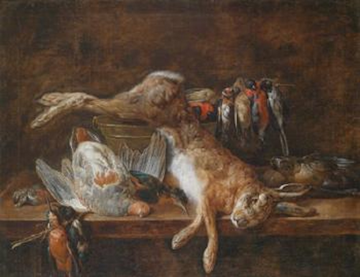 Jagdstillleben mit erlegtem hasen und wildgeflügel by Adriaen van Utrecht