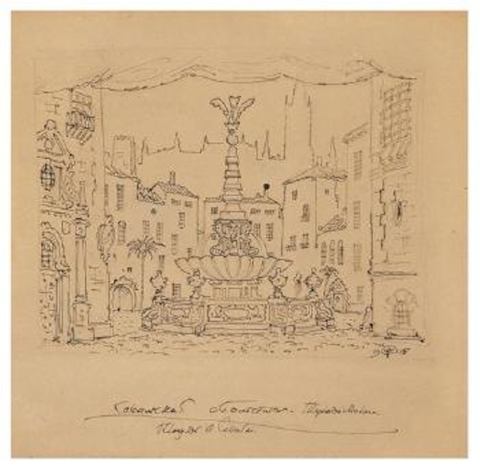 Set design for The Barber of Seville by Mstislav Valerianovich Dobuzhinsky