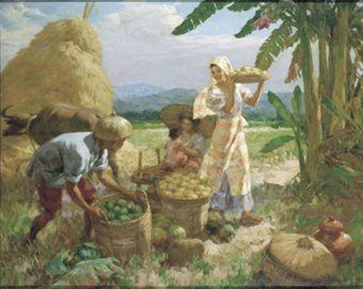Family gathering fruit by Fernando Amorsolo