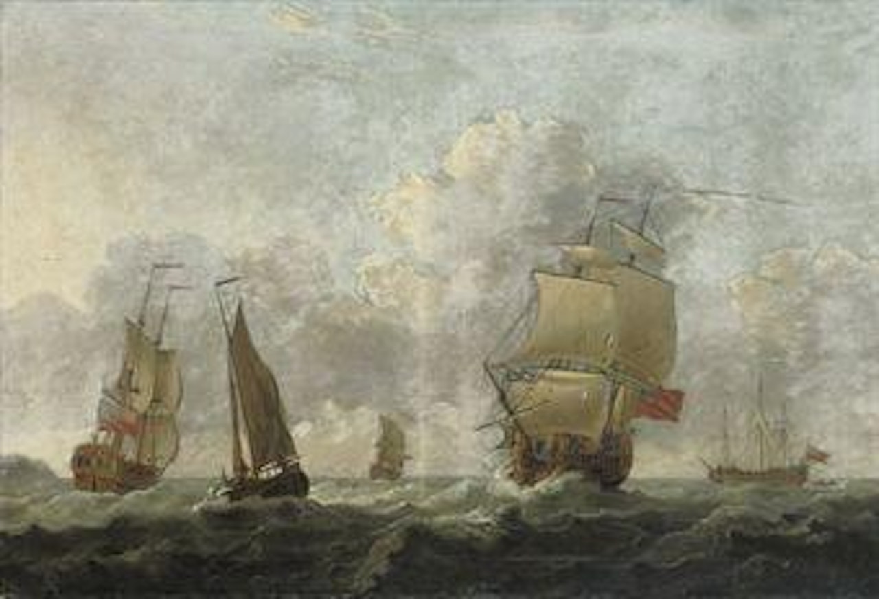 A Squadron of the Red running in to their anchorage by Francis Swaine
