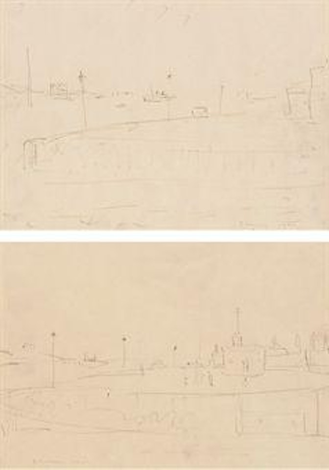 Two studies for The Waterloo Dock, Liverpool by Laurence Stephen Lowry
