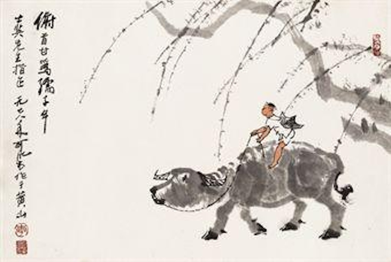 Boy on Buffalo by Li Keran
