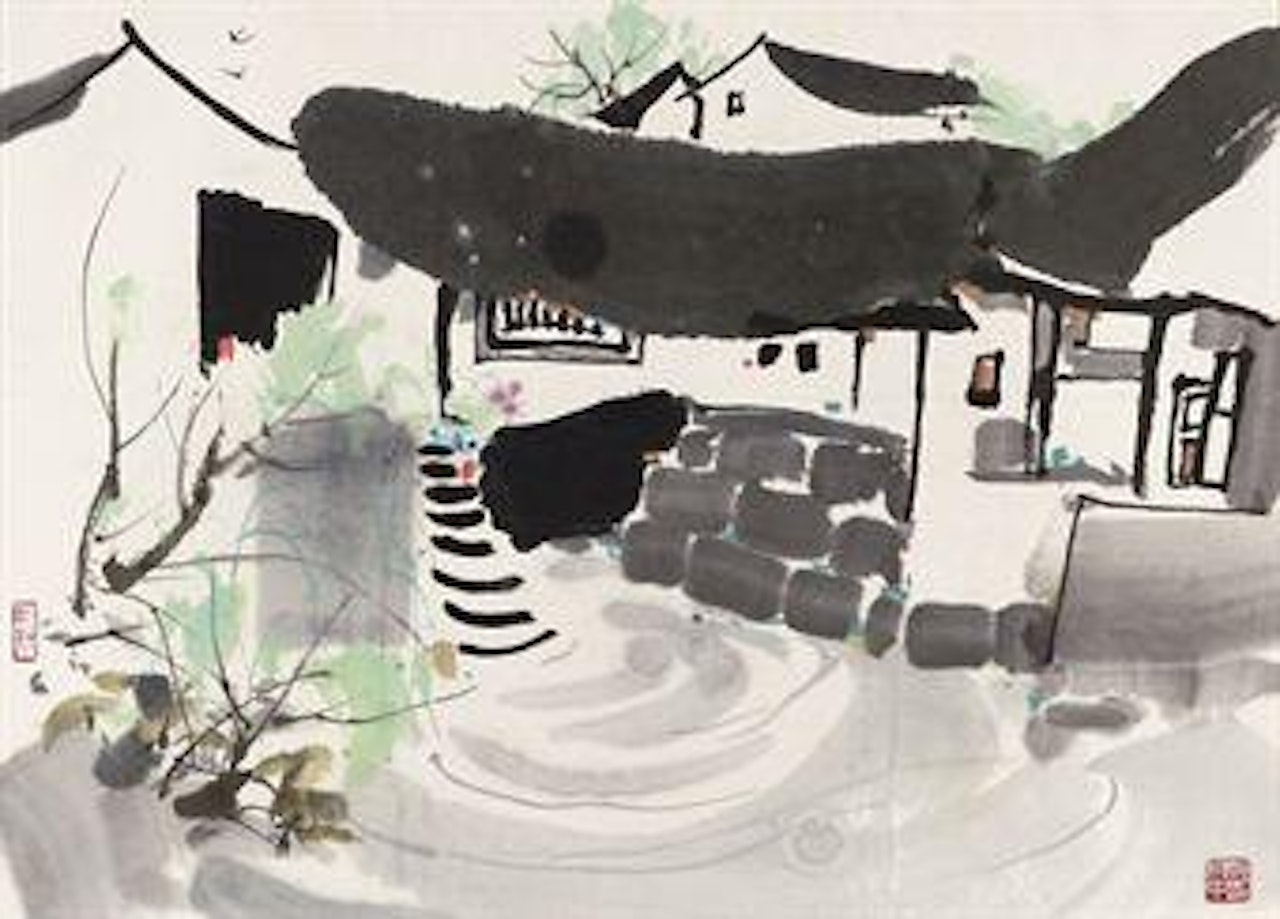 Families by River by Wu Guanzhong