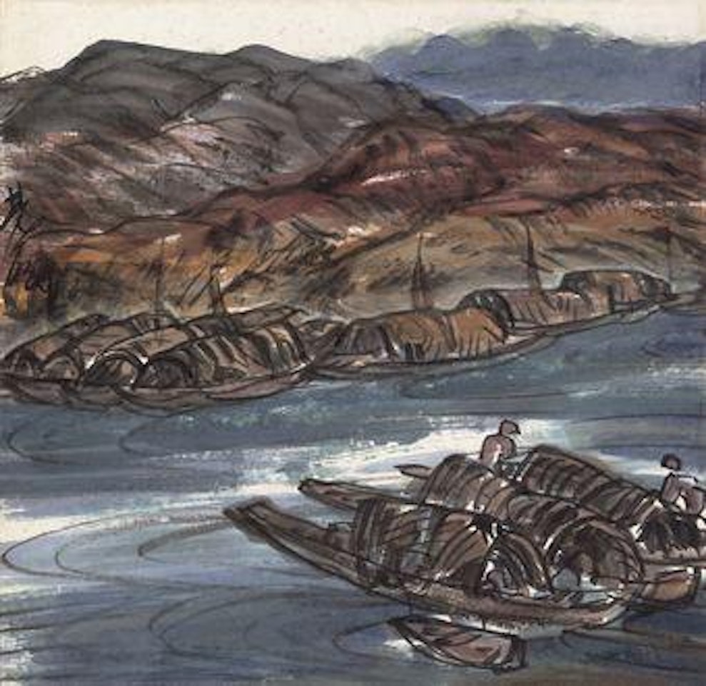 Boats at Shore by Lin Fengmian