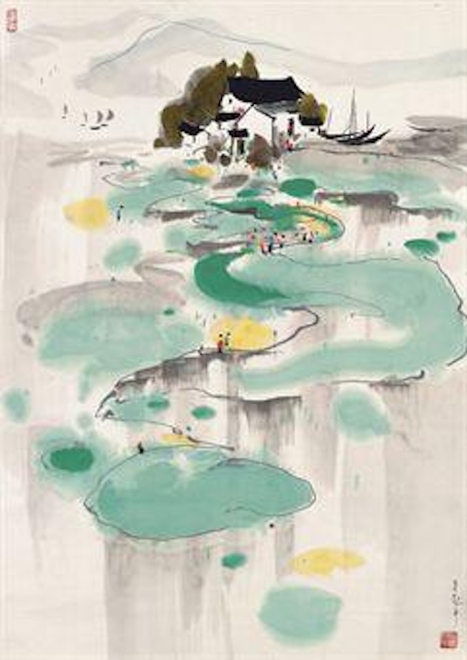 Landscape with Figures by Wu Guanzhong