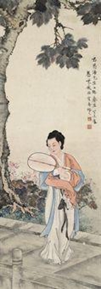 Lady with Fan by Deng Fen