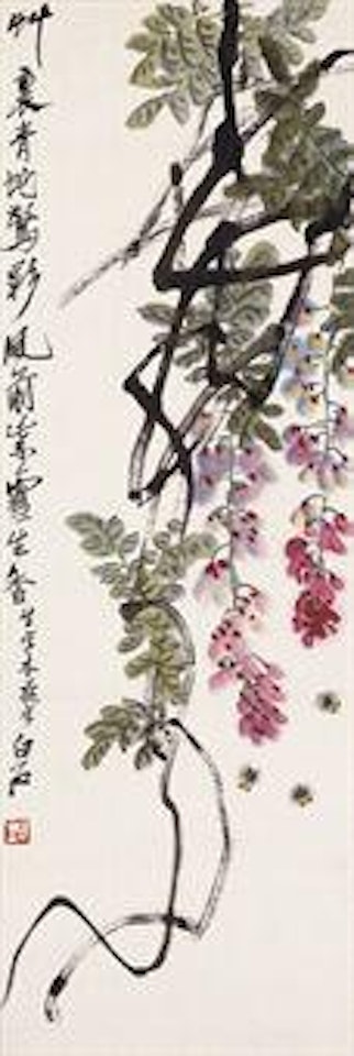 Wisteria and Bees by Qi Baishi