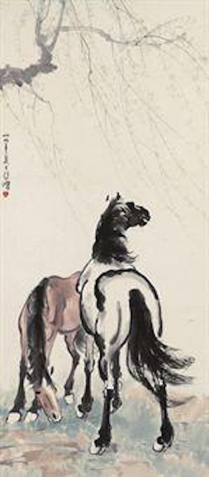 Two Horses under Willow by Xu Beihong