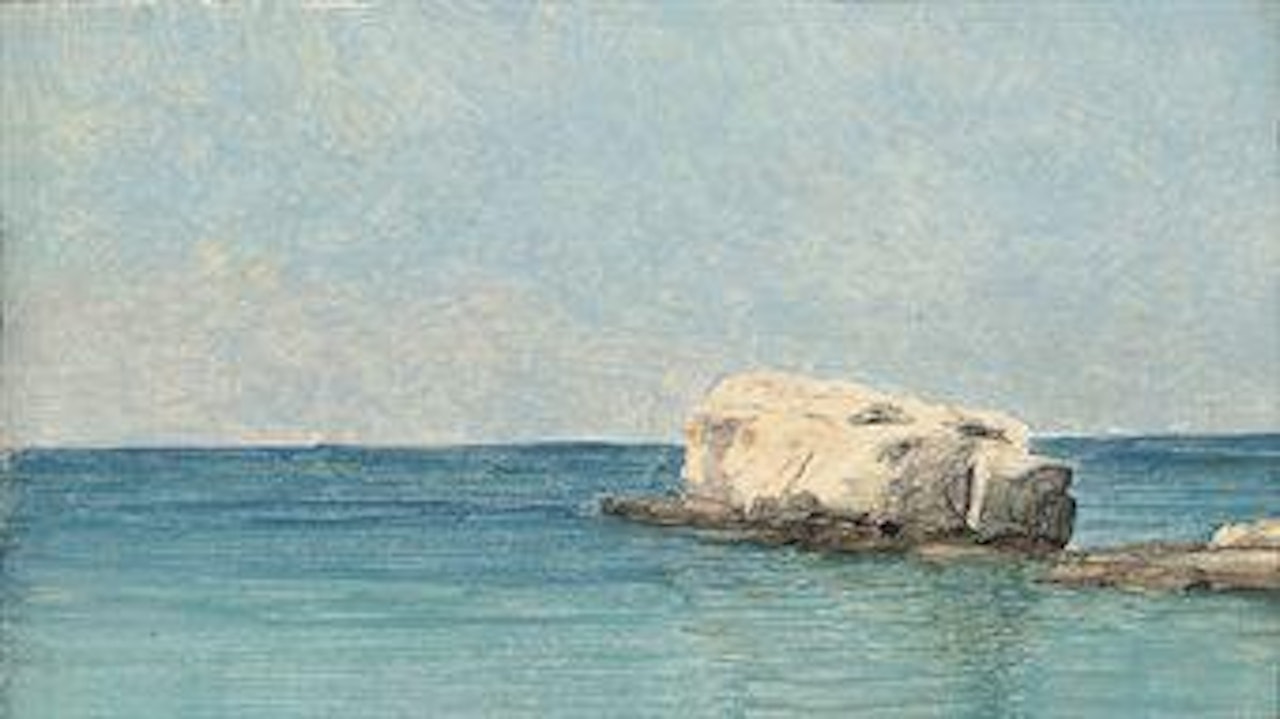 Seascape with rock, Capri by JOHN WILLIAM GODWARD, R.B.A.