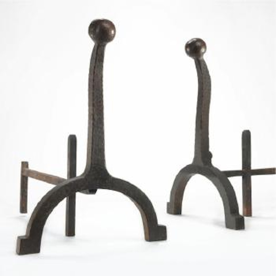 A Rare Pair Of Andirons by Gustav Stickley