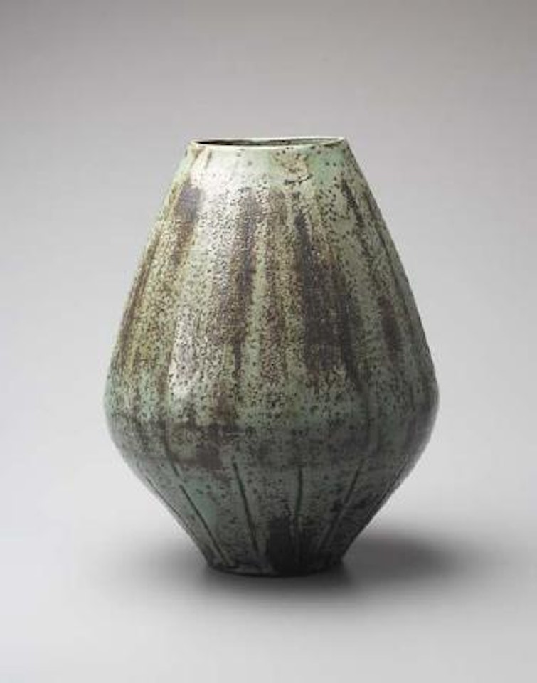 Bulbous faceted vase by Lucie Rie