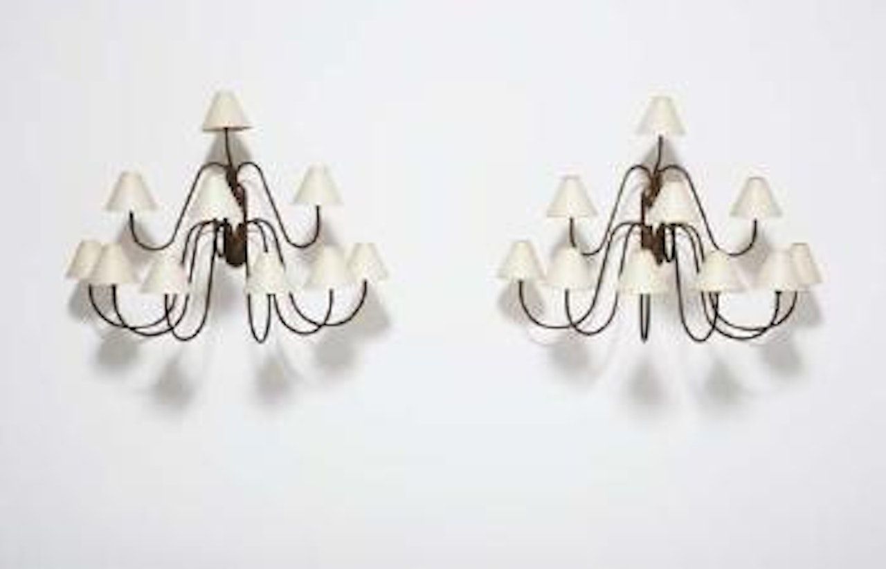 Pair of ten-arm Bouquet wall lights by Jean Royere