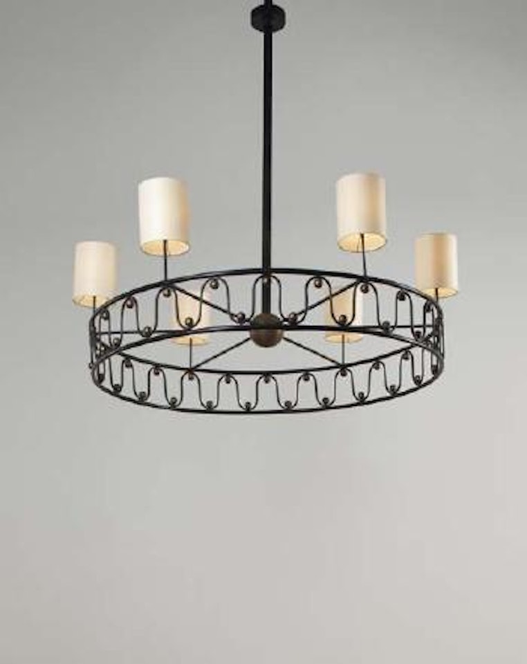 Rare and important monumental Sinusoidal chandelier by Jean Royere