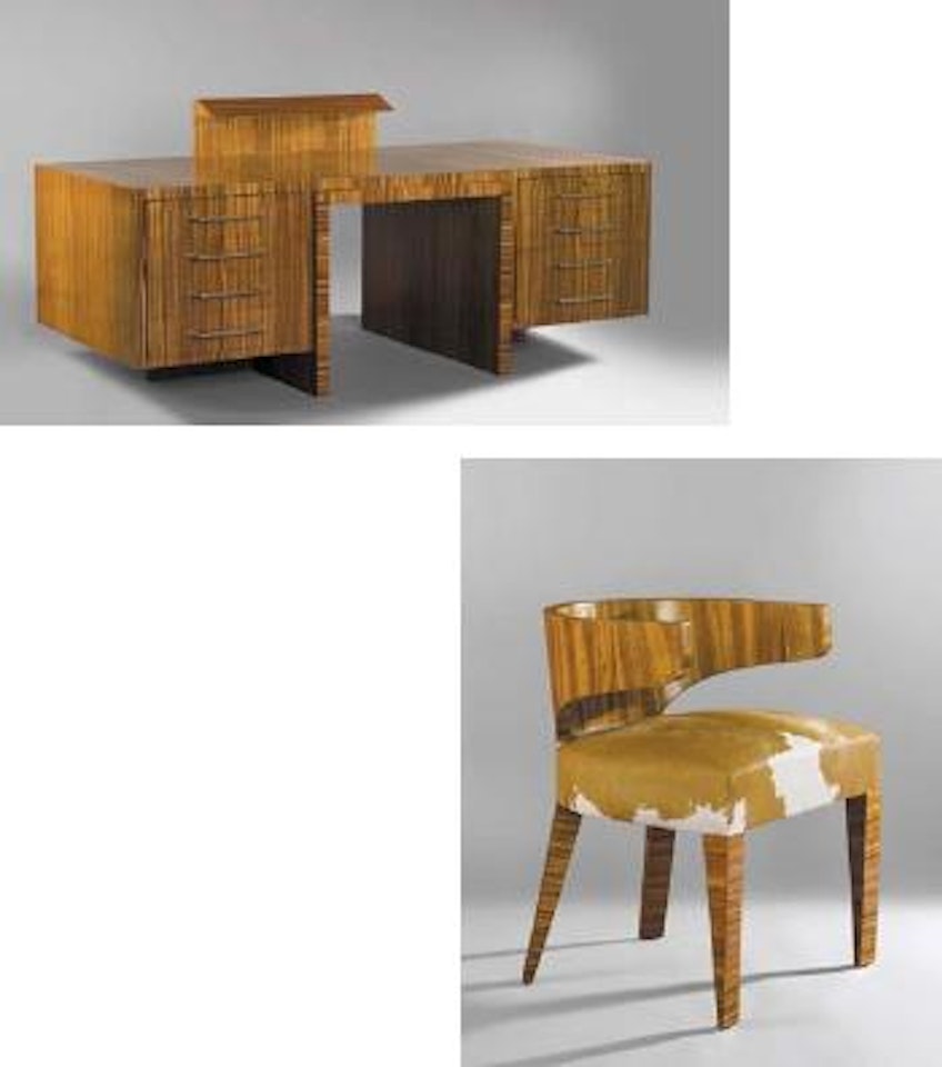 Unique and important desk and chair by Jean Royere