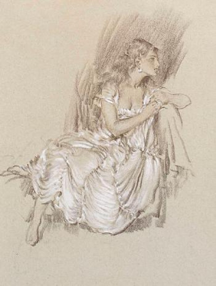 Woman in white dress by William Russell Flint