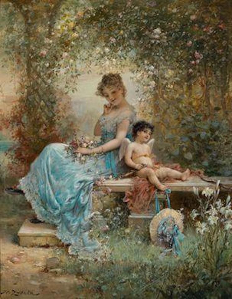 Amor in the arbour by Hans Zatzka