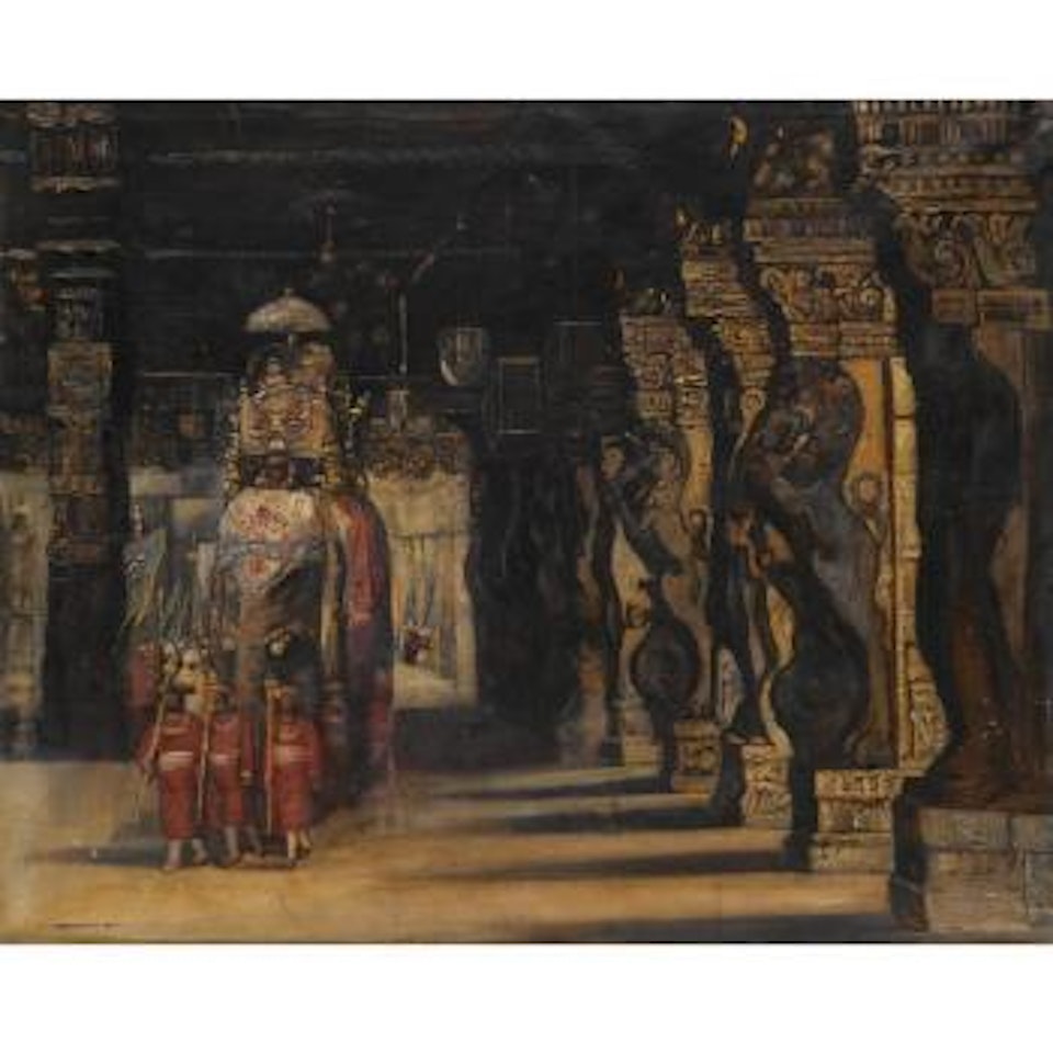 Indian Procession With Elephant by Gyula Tornai