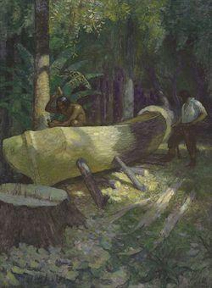 we cut and hewed the outside into the true shape of a boat by Newell Convers Wyeth
