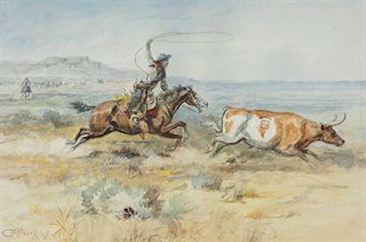 Roping a Steer by Charles M Russell