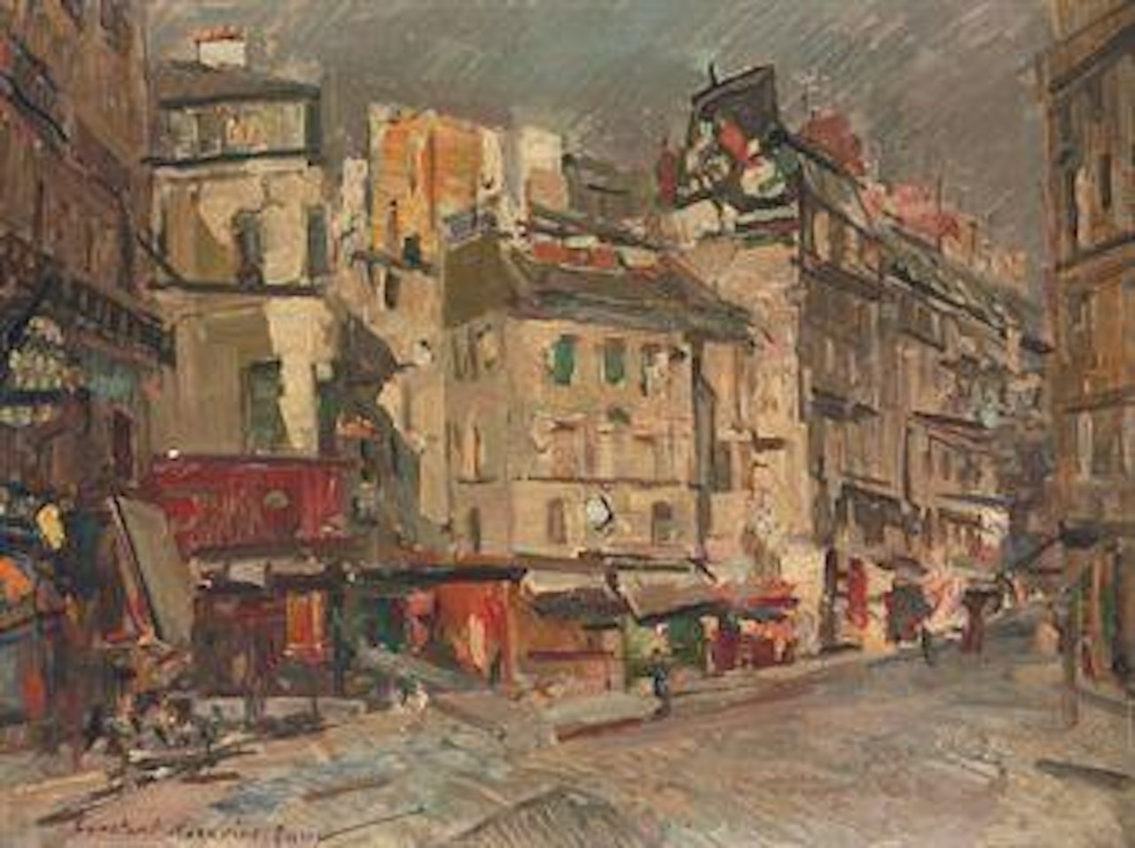 Paris street view at dusk by Konstantin Alekseevich Korovin