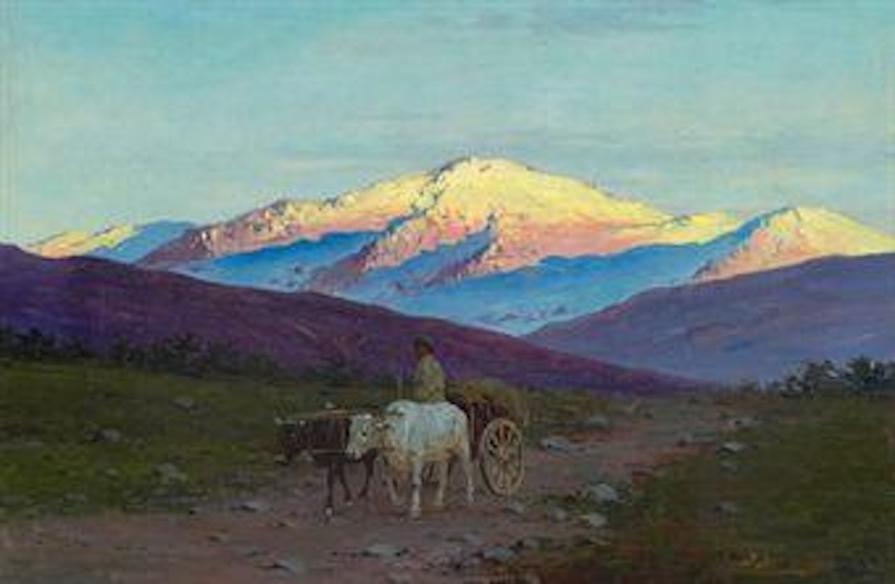 A farmer driving a laden cart by Richard Karlovich Zommer
