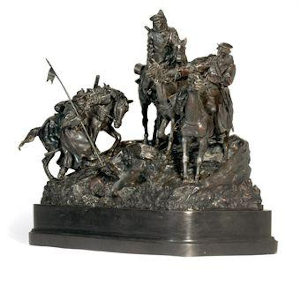 A Bronze Group Of The Crossing Of The Balkans by Eugene Alexandrovic Lanceray