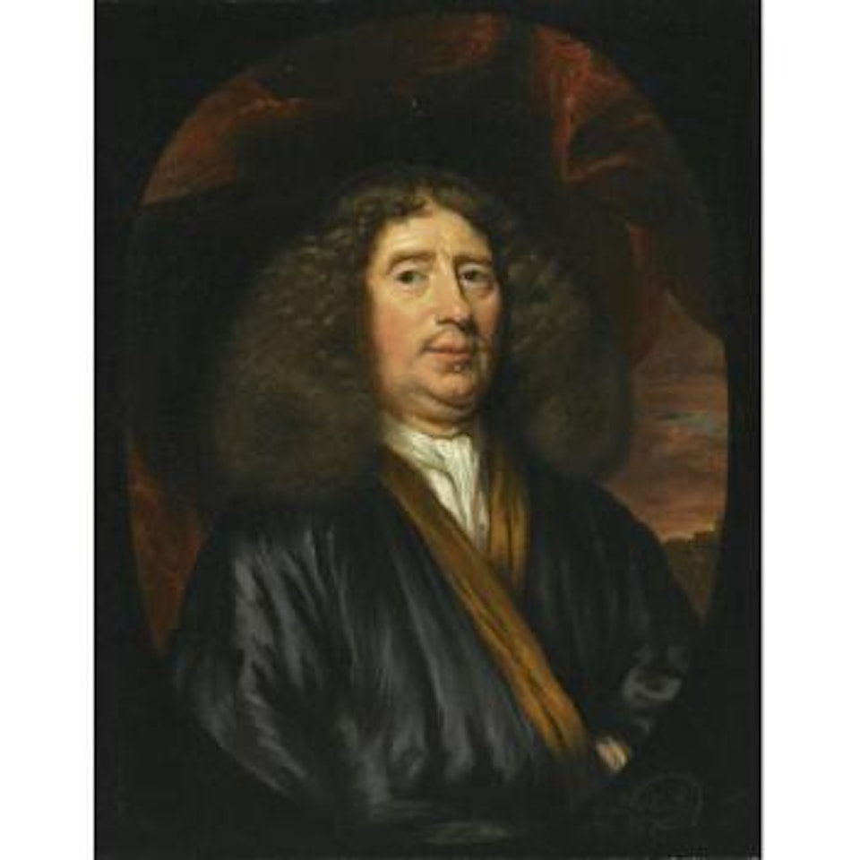 Portrait Of A Gentleman, Half-length, Wearing A Dark Blue Coat With A White Chemise by Nicolaes Maes