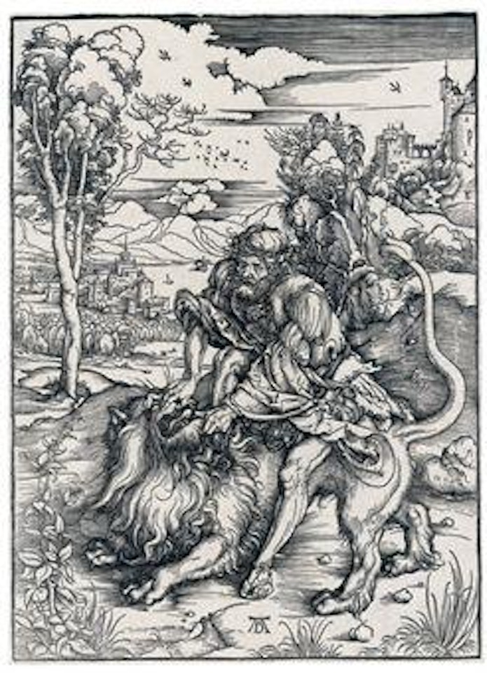 Samson rending the Lion (B 2; Meder, Holl 107; Schoch, Mende and Scherbaum 127) by Albrecht Dürer
