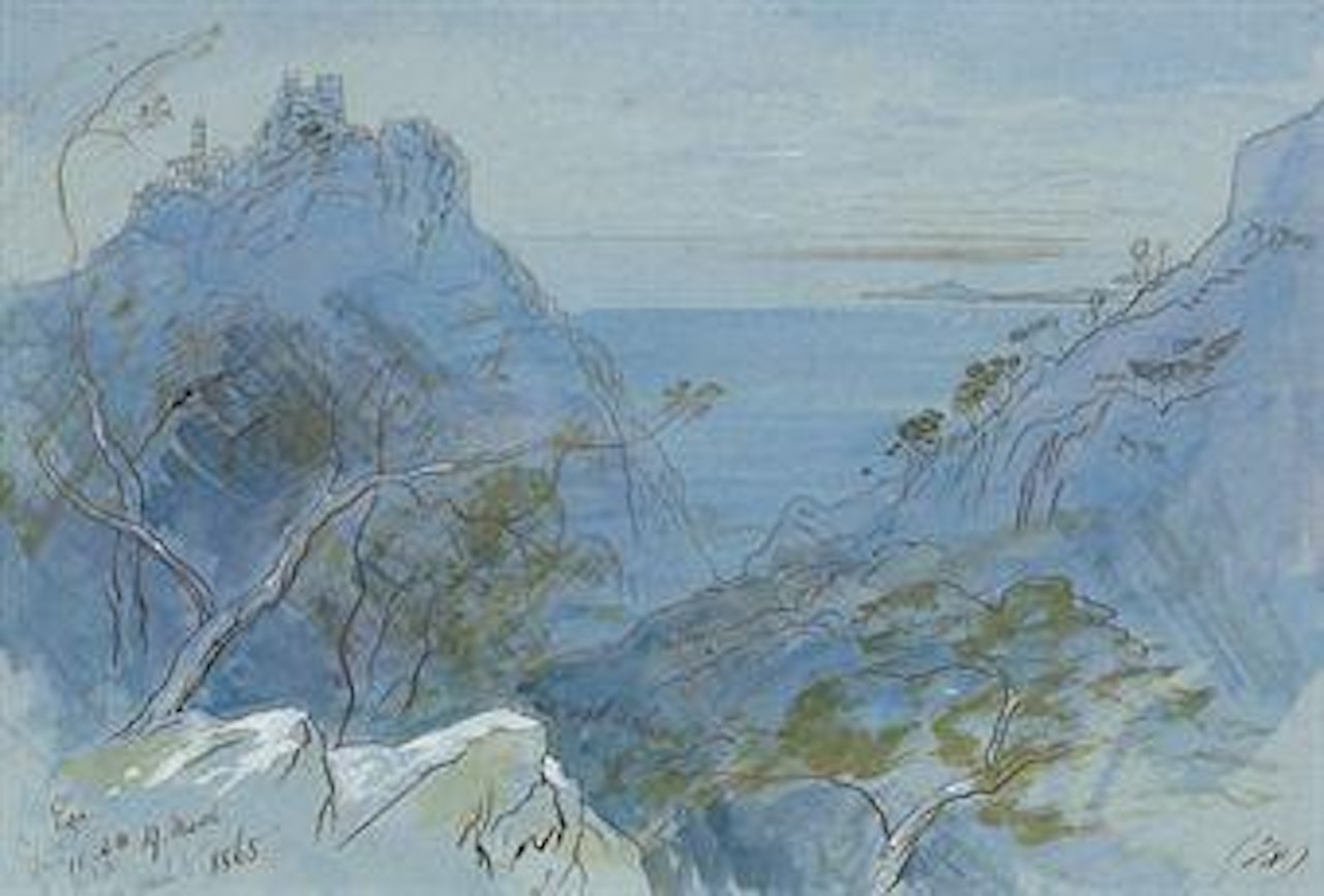 Eze, Côte d'Azur, France by Edward Lear