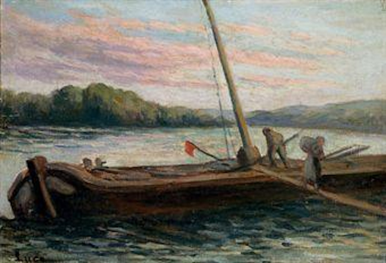 Péniche sur la Seine à Rolleboise by Maximilien Luce