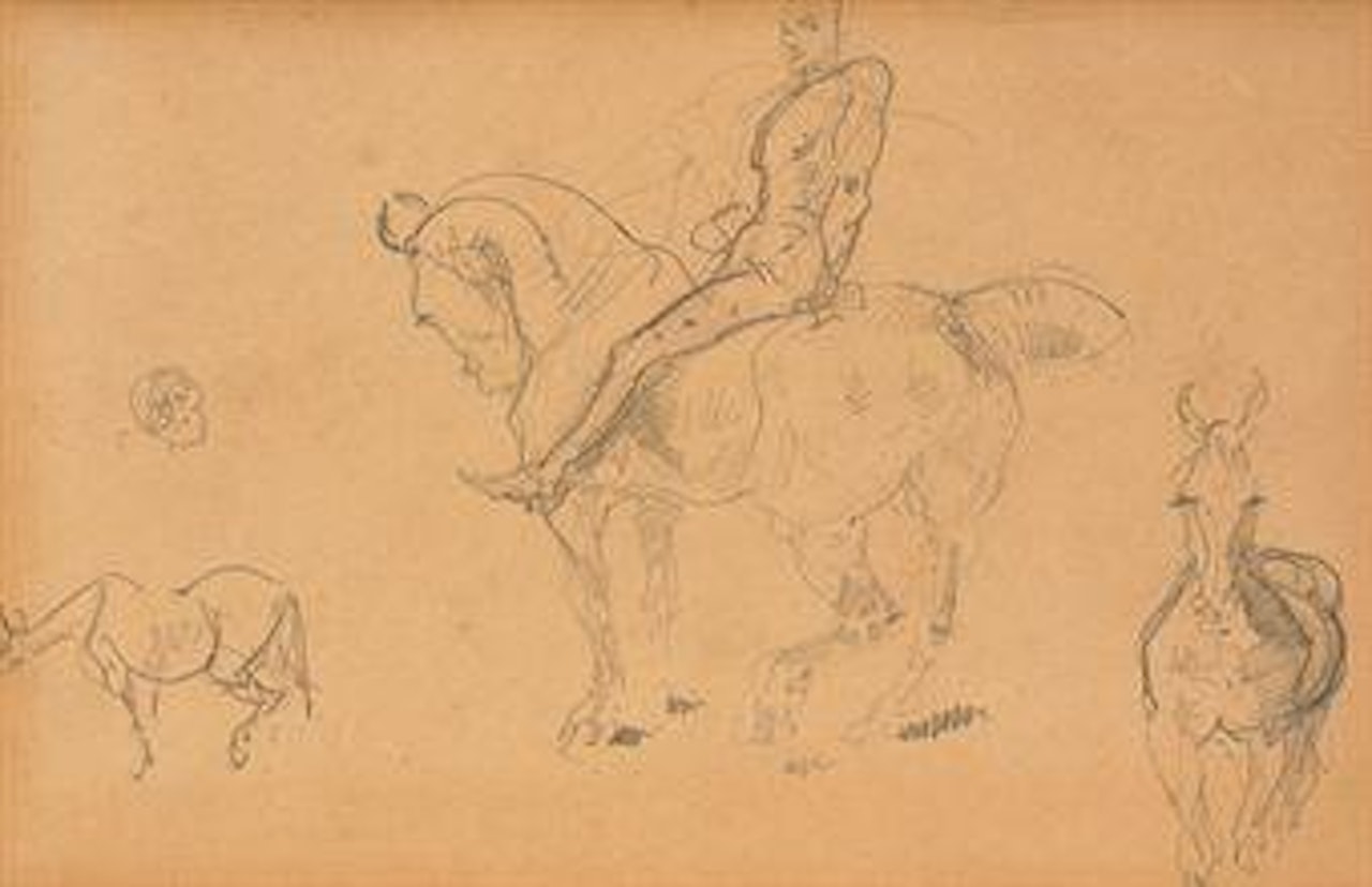 Cheval (recto); Cavalier et deux chevaux (verso) by Henri de Toulouse-Lautrec