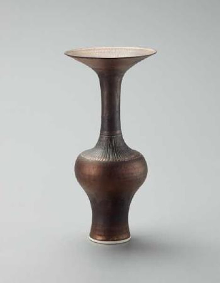 Tall vase with flaring lip by Lucie Rie