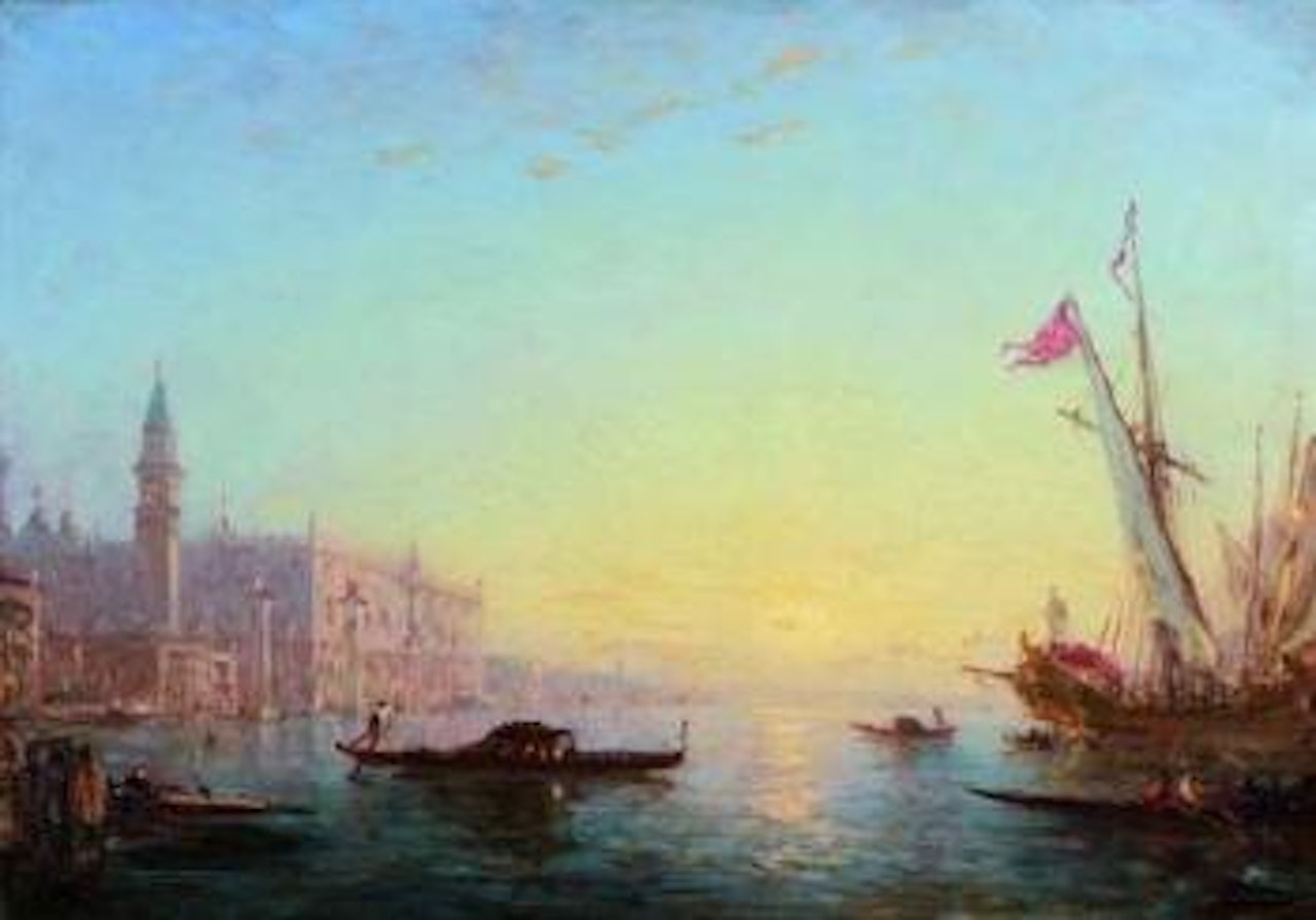 Venise - Gondoles et fregate by Félix Ziem