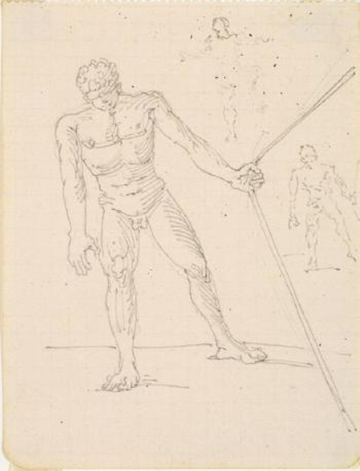 Uomo nudo con corda e schizzi by Giorgio de Chirico