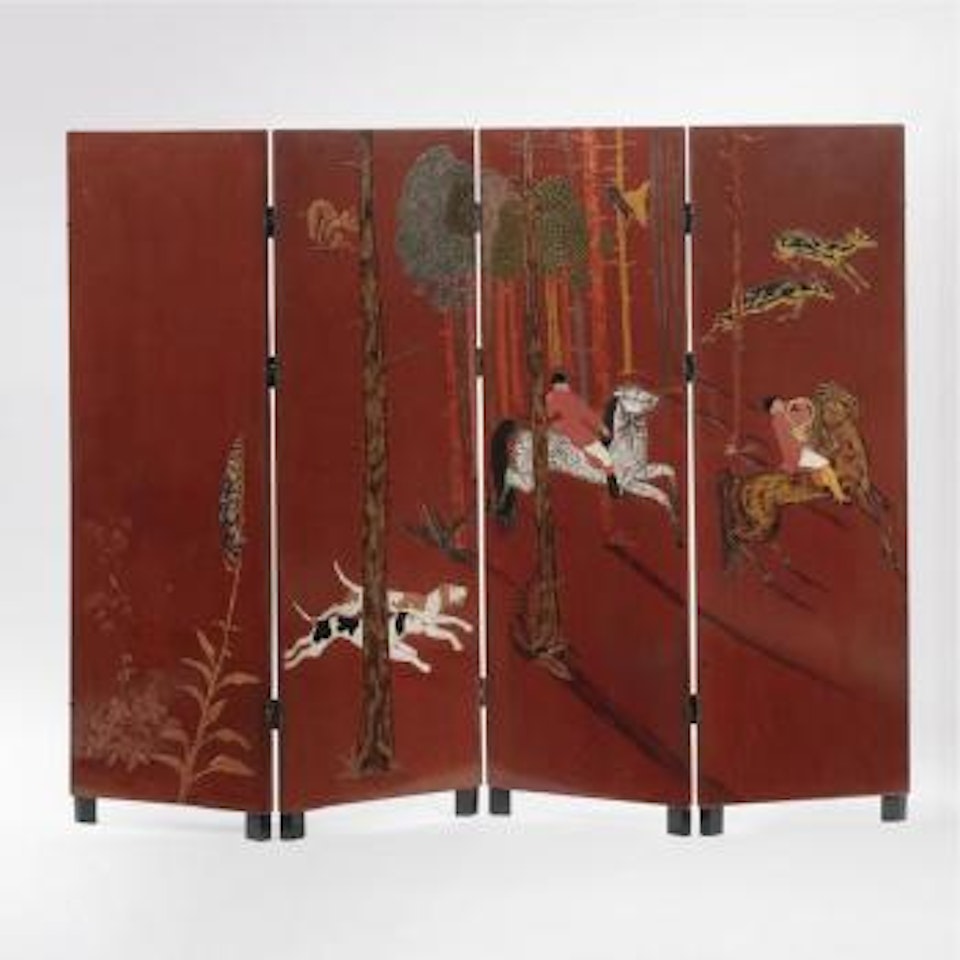La Chasse Four-panel Screen by Jean Dunand