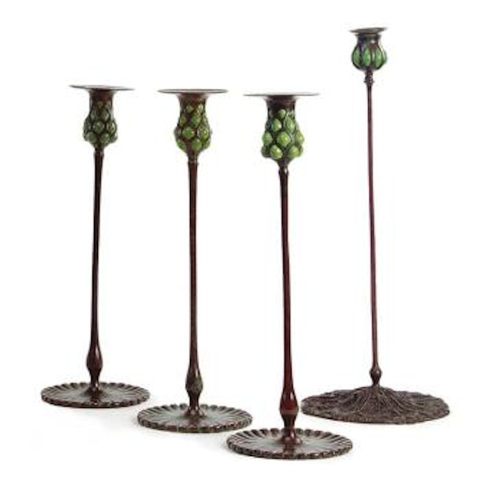 Four Candlesticks by Tiffany Studios