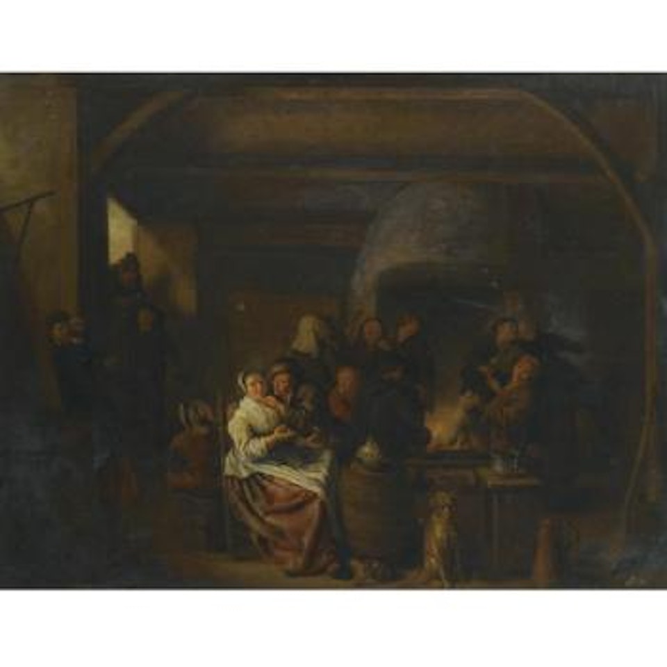 The Interior Of A Tavern With Peasants Cavorting And Drinking by Jan Miense Molenaer