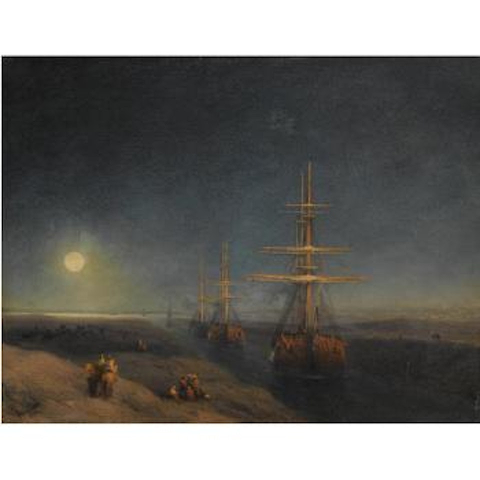 Ships Passing Through A Canal In Moonlight by Ivan Konstantinovich Aivazovsky