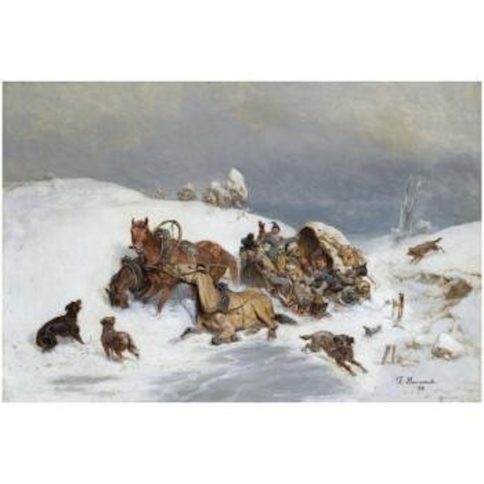 The Retreat Of The French From Russia, 1812 by Bogdan Pavlovich Villevalde