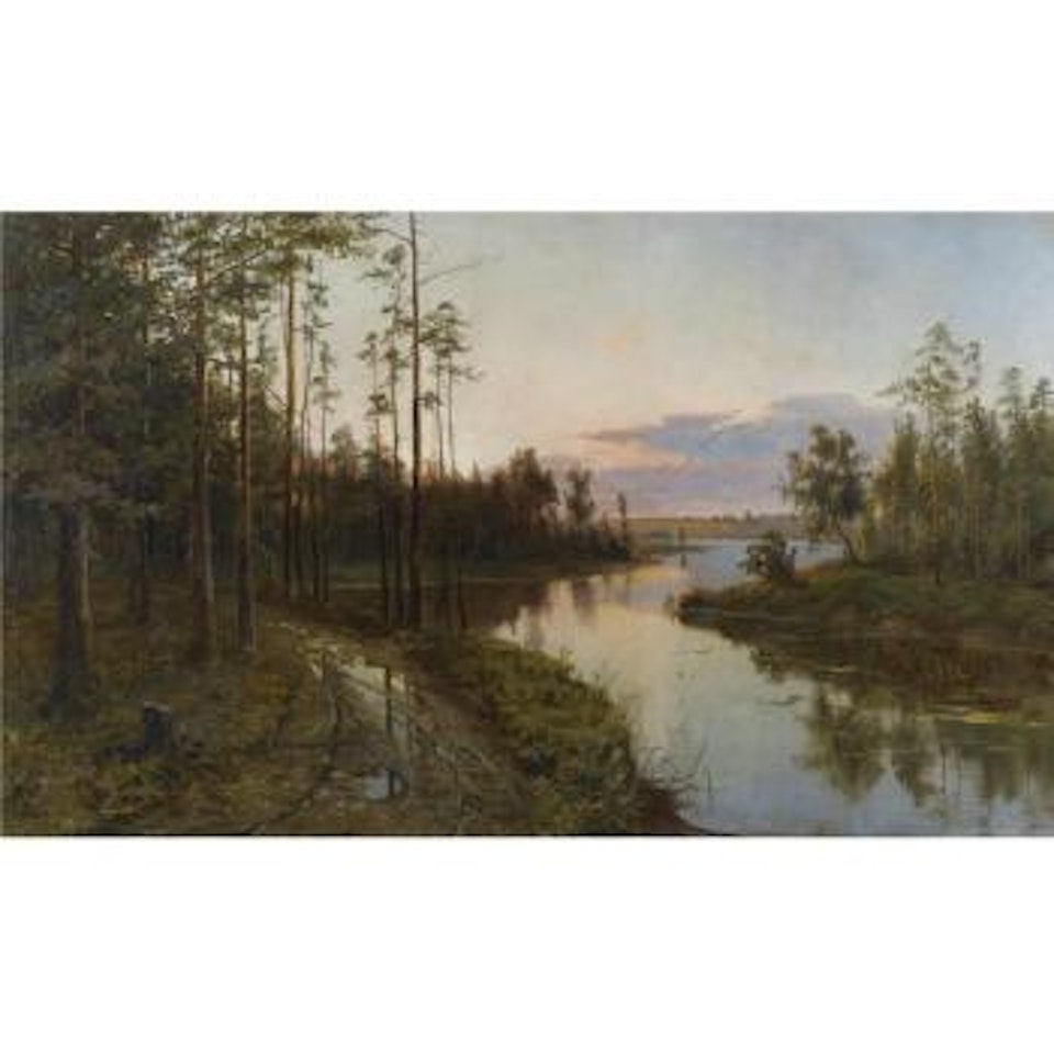 River At Dusk by Russian School