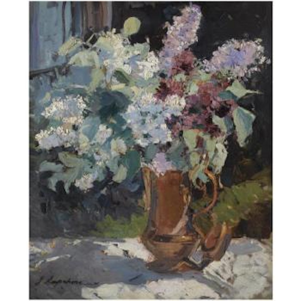 Still Life Of Lilacs by Georgij Aleksandrovic Lapschin