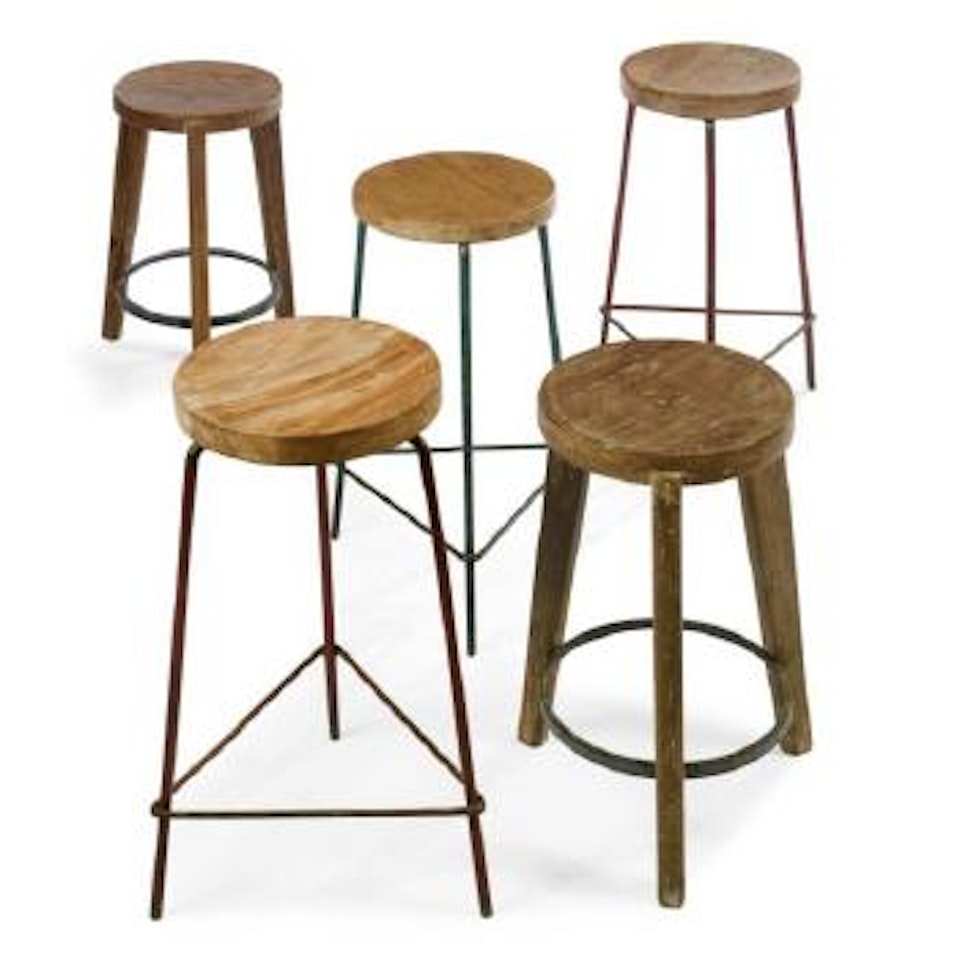 Five Stools From The College Of Architecture, Chandigarh, India by Pierre Jeanneret